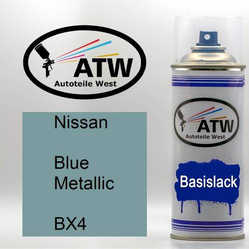 Nissan, Blue Metallic, BX4: 400ml Sprühdose, von ATW Autoteile West.